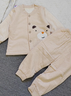 婴儿夹棉套装秋冬季纯棉新生儿套装分体夹棉衣服宝宝薄棉长袖套