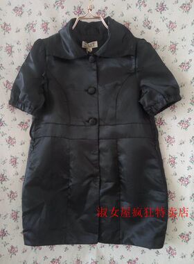 亏清专柜正品自然元素《春三》黑色短袖中长款风衣外套SSW07