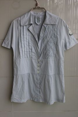 清仓特价自然元素水手浅灰蓝短