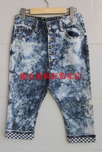 黑蓝色低裆七分牛仔裤 清明 素 专柜正品 XSK09款 自然元 399
