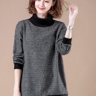 宽松上衣卫衣女 秋冬款 加绒加厚加大码 女装 高领套头卫衣女中长款