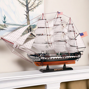 一帆风顺家居装 饰工艺品 美式 美国宪法号实木质帆船模型地中海风格