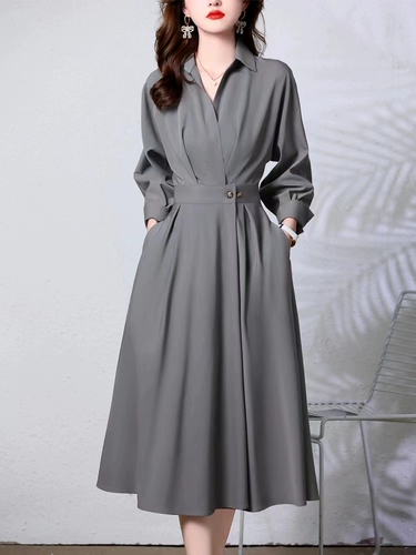 Осенняя рубашка, платье, приталенный корсет, длинная юбка, изысканный стиль