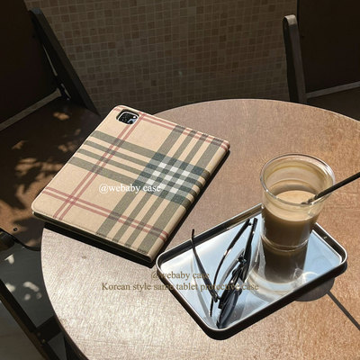 经典棕色卡其格纹 ins气质平板壳 ipad pro11/10代/air6/10.9寸磁吸翻盖书本款支撑10.2/5/迷你6保护套12.9寸