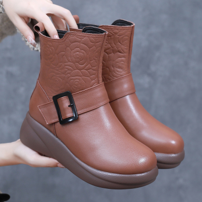 全羊毛厚底雪地靴真皮保暖女短靴