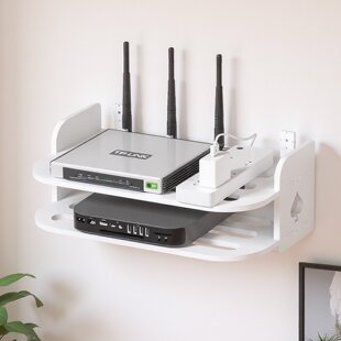 山姆进口路由器放置架wifi收纳盒墙上置物架免打孔壁挂式电视机顶