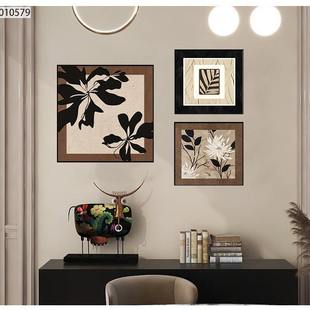 美式复古方形客厅装饰画轻奢高级感餐厅装饰画中古风小众艺术壁画