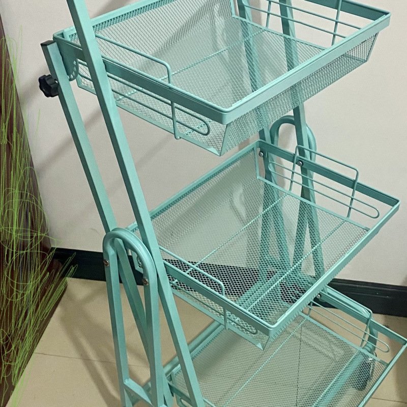 进口变形平行置物架阳台移动小推车可折叠带轮零食多肉花架客厅收
