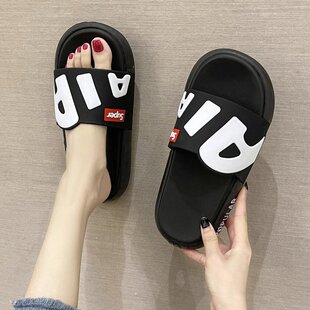 正版松糕厚底拖鞋女夏时尚外穿可爱卡通小熊室内居家防滑凉拖鞋in