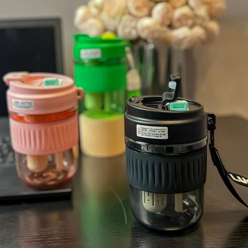 进口女生双饮水杯高颜值吸管咖啡杯夏季塑料tritan耐高温美式花茶