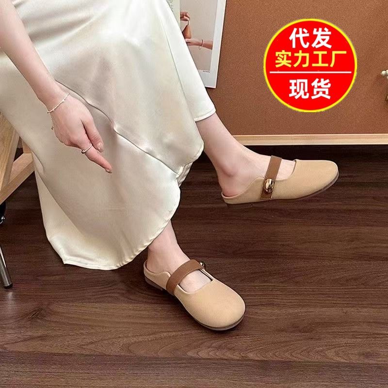 胖东来温柔风法式单鞋女配裙子2025年春季时尚平底软底玛丽珍拖鞋