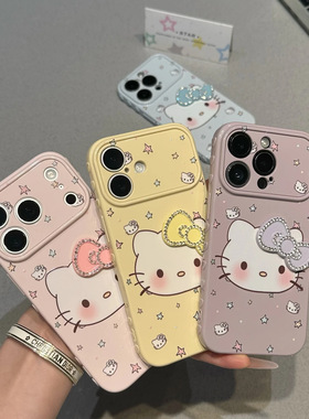 蝴蝶结kt猫适用苹果17promax手机iphone16/15Pro爱心视窗手机壳