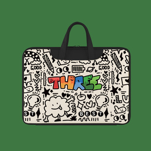 学生手提袋笔记本14寸电脑包彩绘简约适用联想小新15华为16.1防水