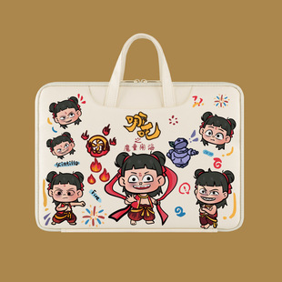 笔记本电脑包女卡通手提包文包PU皮内胆包适用华为联想16链条防水