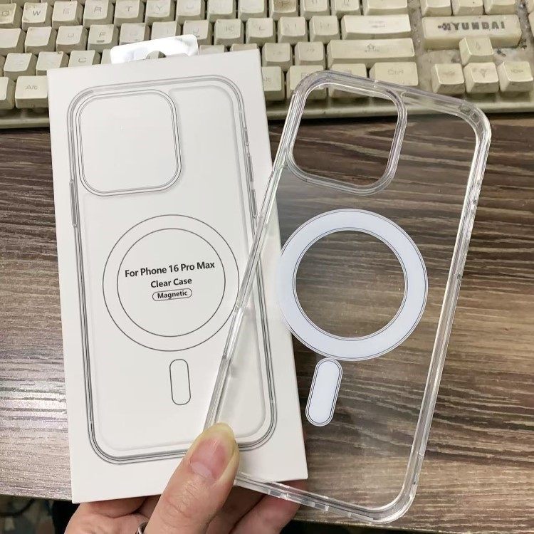 亚克力透明磁吸苹果17pro max手机壳批发 适用iPhone 14 11 13 15 16 12 plus E新款高透大孔男保护套全包简