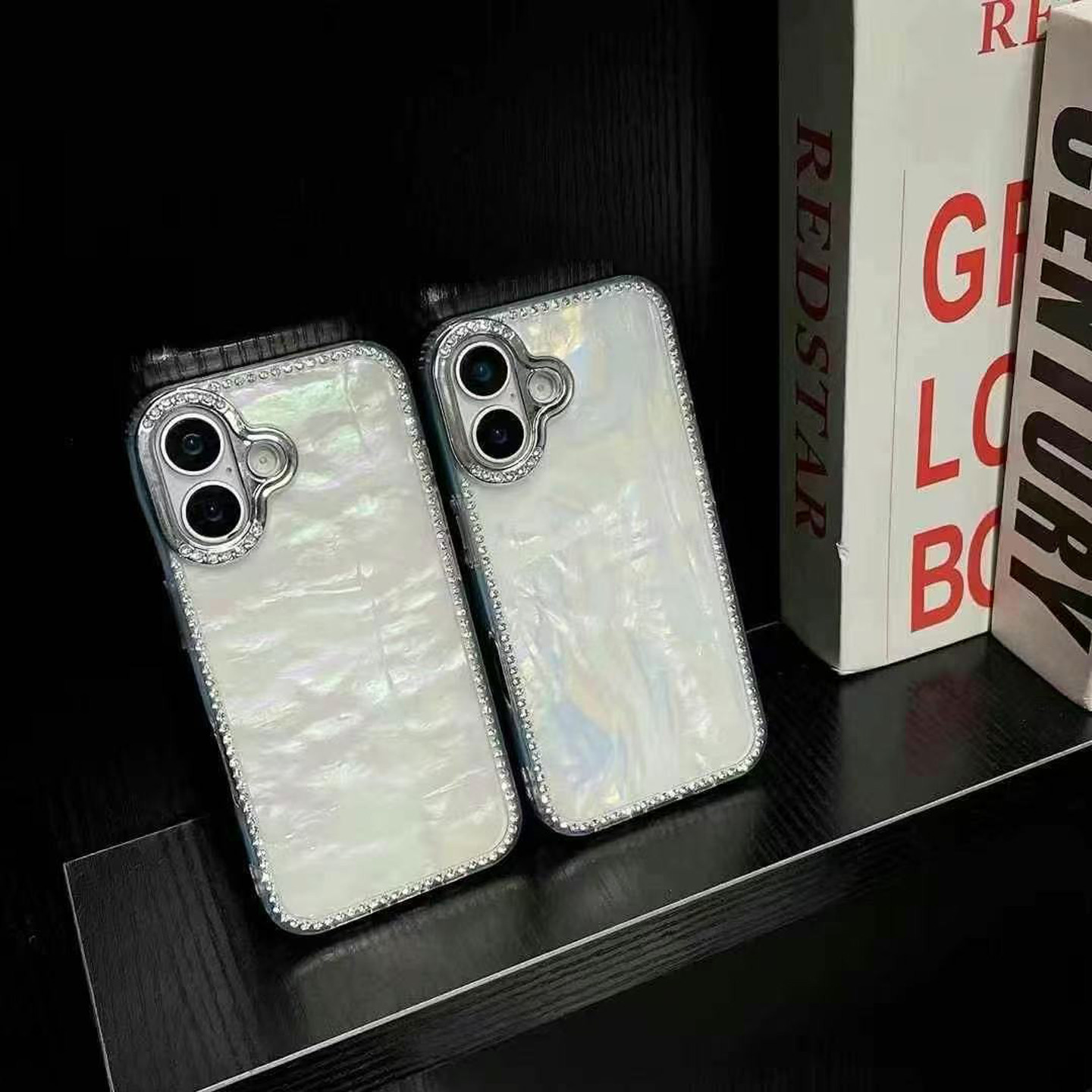 贝壳纹边钻苹果17pro max手机壳批发 适用iPhone 16 14 15 12 11 13 plus女新款男网红保护水钻全包保护