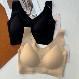 和美无痕舒适聚拢背心式文胸一片式裸感套头防走光无钢圈美背内衣