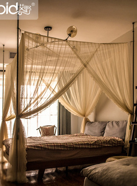艾野方顶宫廷蚊帐可变尺寸不拖落地式支架加大超密拼接架子床加高