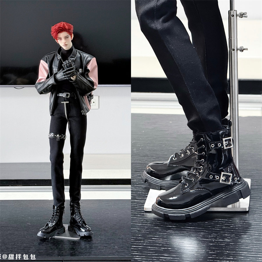 娃鞋id75靴子侧面金属扣马丁靴