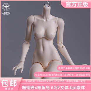 珊瑚礁鲸鱼岛 62女3分少女体BJD娃娃素体隐藏葫芦关节定金全款