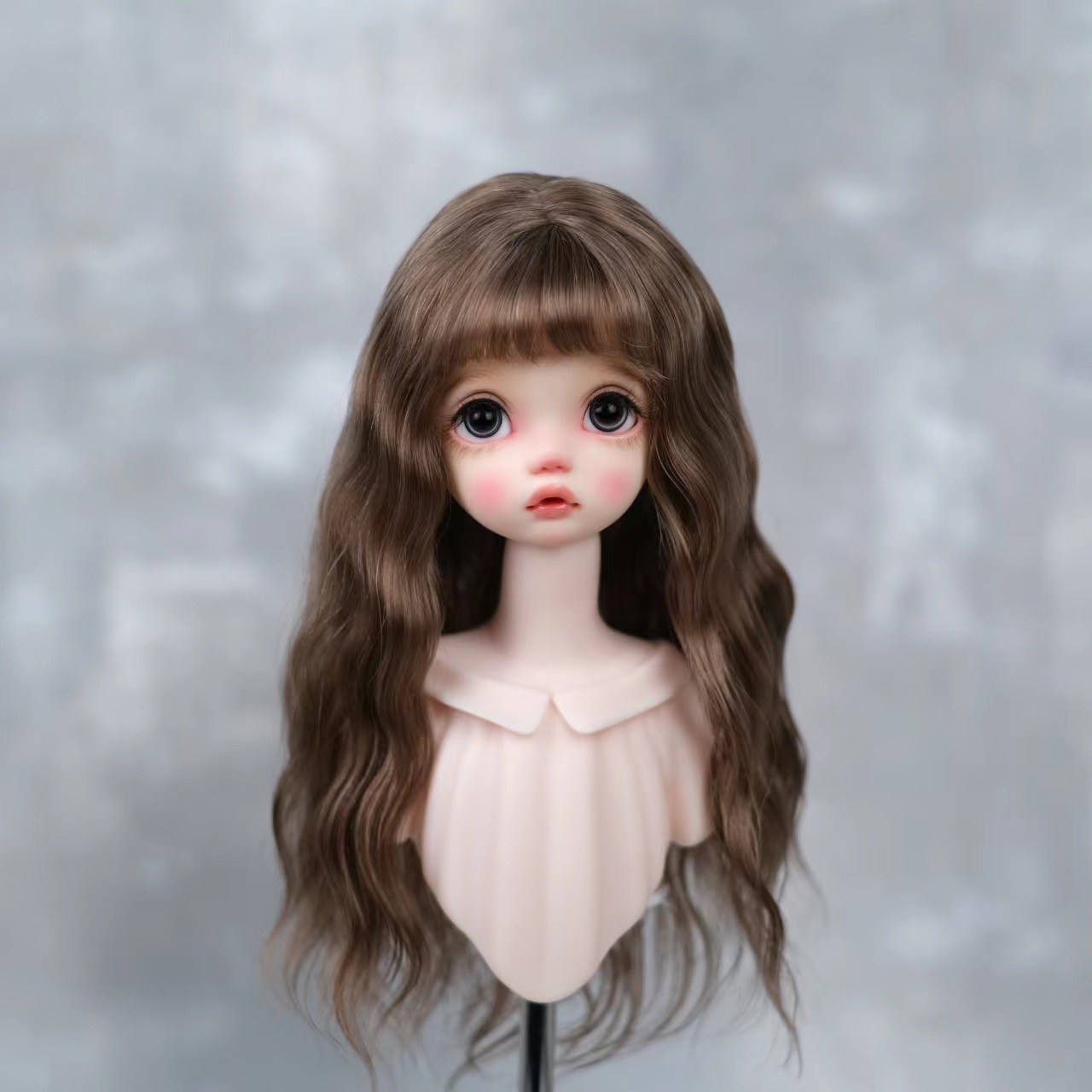 【三万院长现货】bjd假发4分俄罗斯精梳马海毛有刘海披发一无辫子