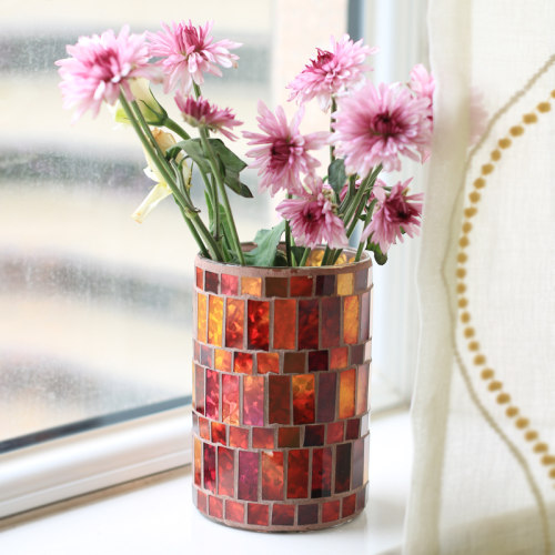 美式乡村红色马赛克流光溢彩花瓶