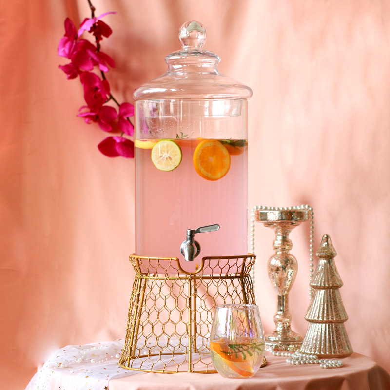 玻璃瓶带水龙头耐热果汁罐酒店商用自助餐饮料桶茶歇甜品台冷水壶