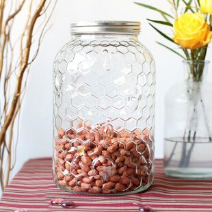 4升北欧蜜蜂蜂窝玻璃储物罐mason jar密封杂粮食品厨房摆件糖果罐