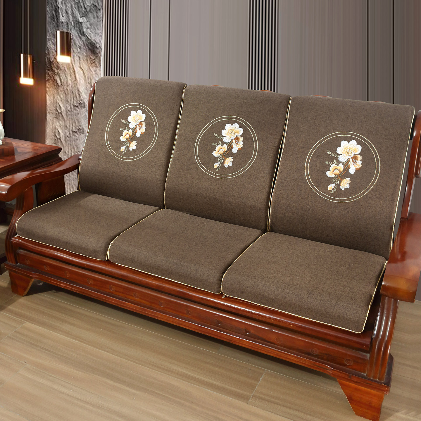 实木红木质沙发垫带靠背连体加厚中式四季防滑定做春秋椅海绵坐垫