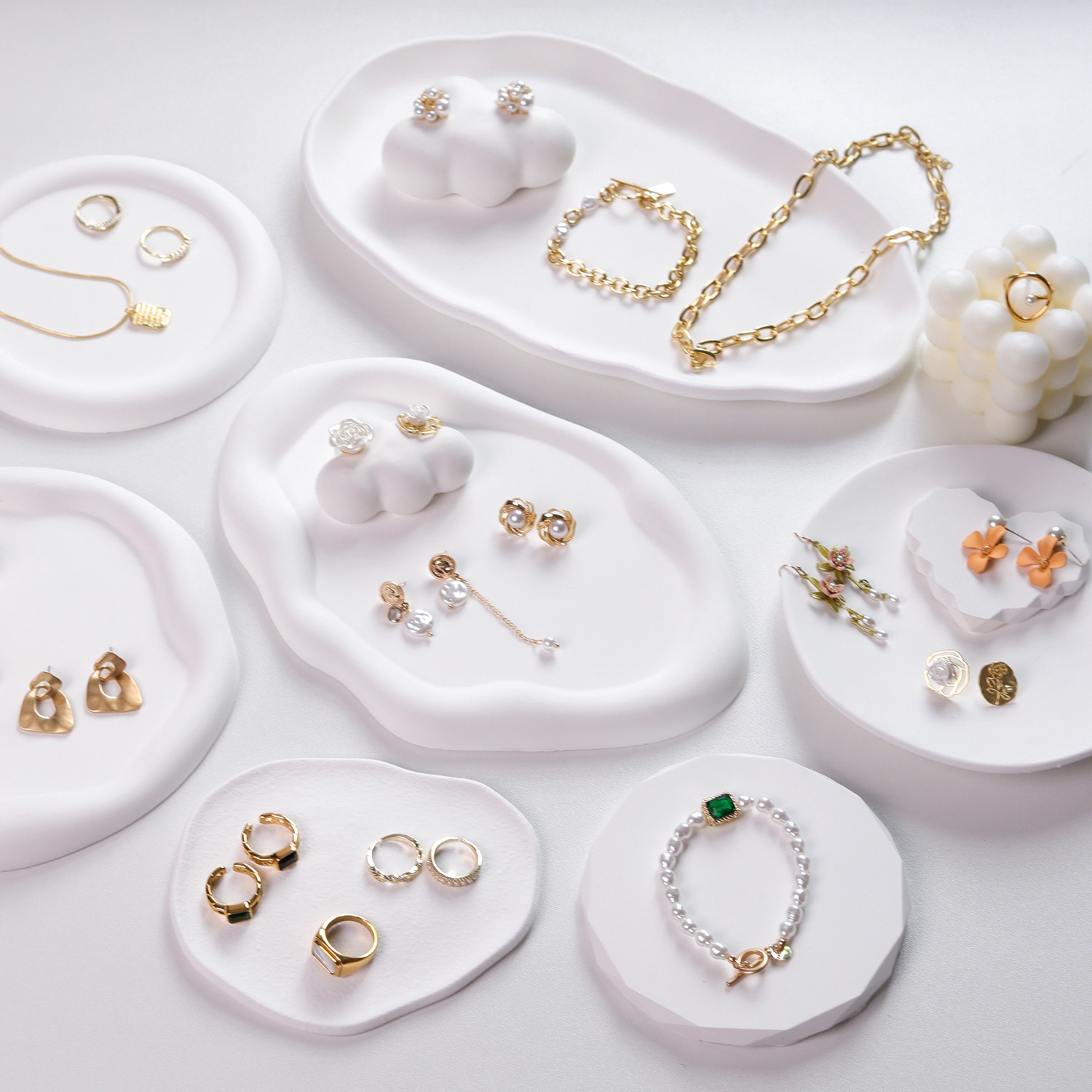 INS 쥬얼리 트레이 흰색 석고 보관함 쥬얼리 쥬얼리 장식품 디스플레이 사진 소품 분위기 장식