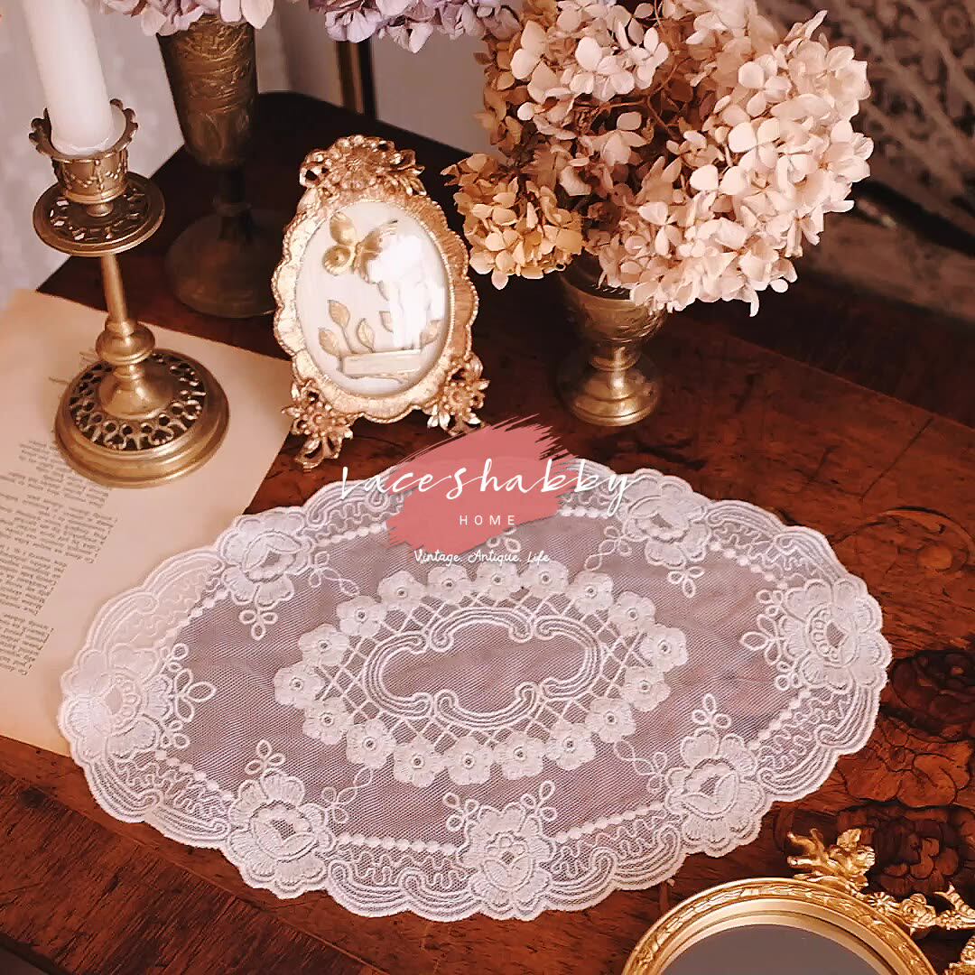 프랑스어 복고풍 타원형 레이스 쿠션 쥬얼리 디스플레이 디스플레이 스톨 장식 커버 수건 식탁보 작은 신선한 쥬얼리 쿠션