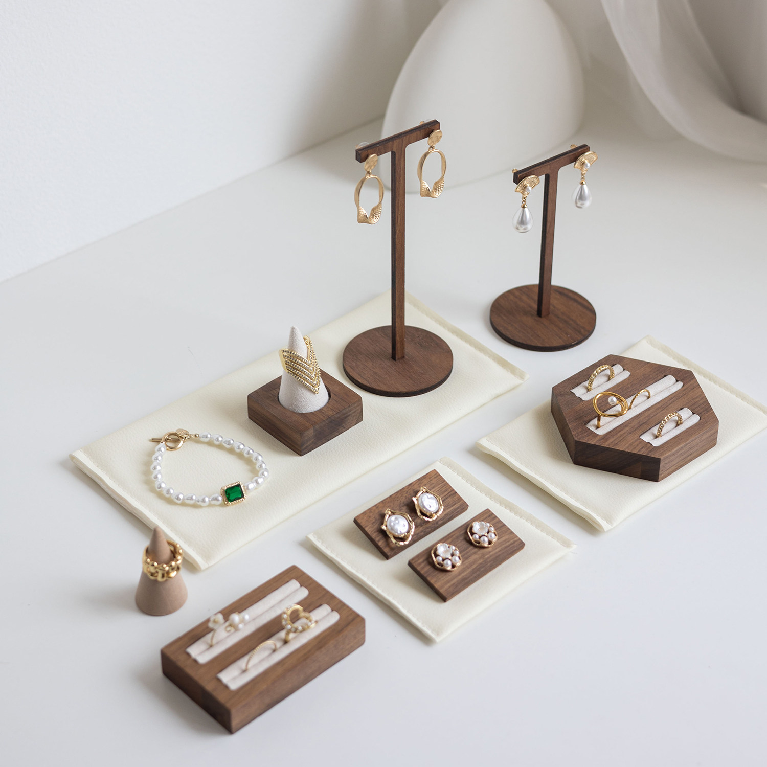 가죽 쥬얼리 귀걸이 목걸이 디스플레이 쿠션 쥬얼리 쥬얼리 링 디스플레이 패브릭 장식 쿠션 귀걸이 사진 소품