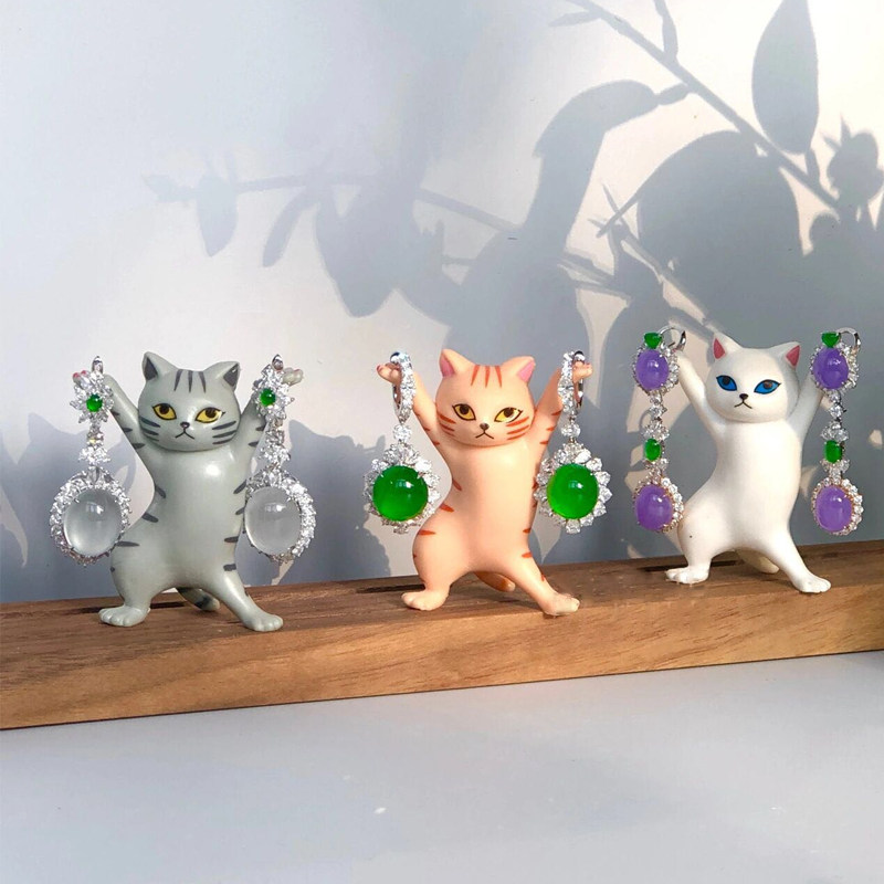 귀여운 고양이 귀걸이 선반 디스플레이 스탠드 맞춤형 크리 에이 티브 쥬얼리 랙 디스플레이 스토리지 걸이 랙 쥬얼리 촬영 소품