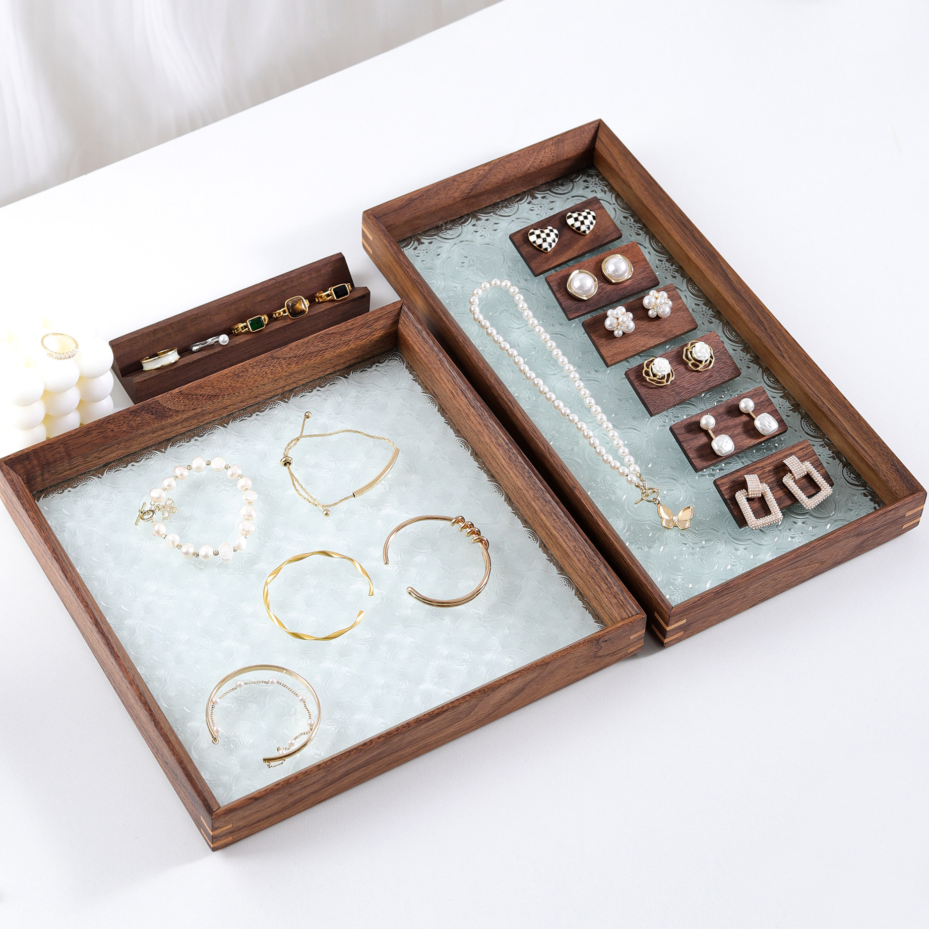 호두 쥬얼리 트레이 쥬얼리 스톨 디스플레이 장식 디스플레이 트레이 쥬얼리 보관함 크리 에이 티브 사진 소품
