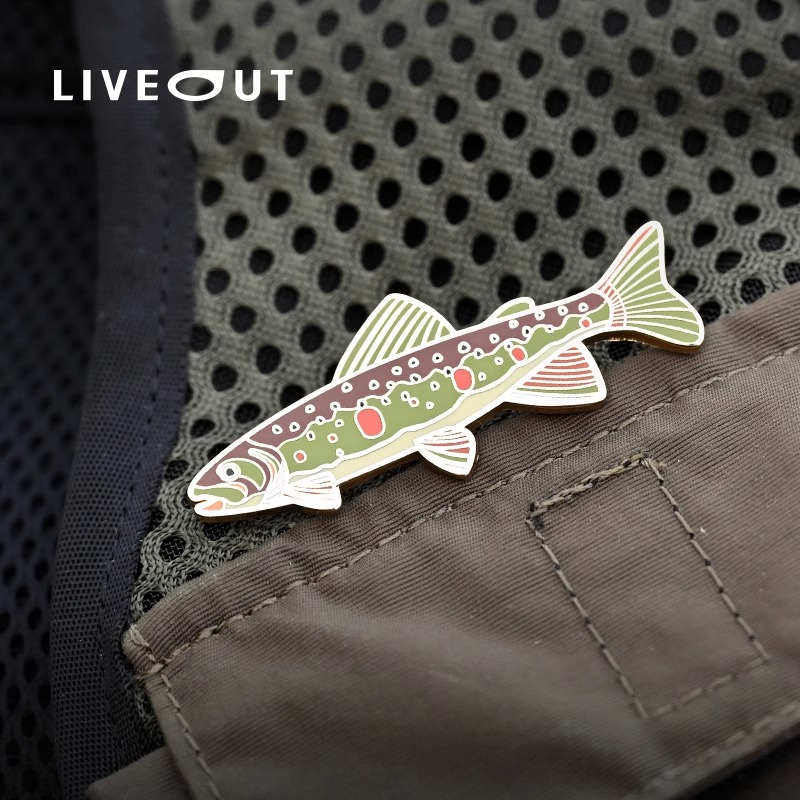 LIVEOUT鱼徽章 原创设计秦岭细鳞鲑金属徽章复古文艺小物钓装饰品
