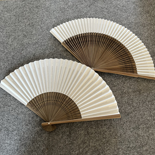 女扇素面白纸扇工艺折扇空白写字绘画宣纸扇双面工艺扇染色扇漆扇