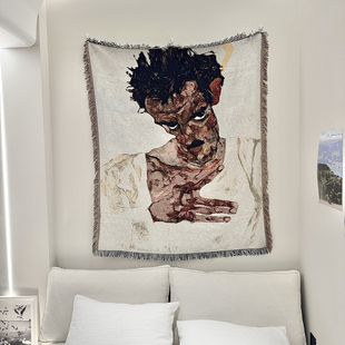 埃贡席勒沙发毯盖毯客厅墙壁挂毯休闲毯抽象人物户外沙发巾披肩毯