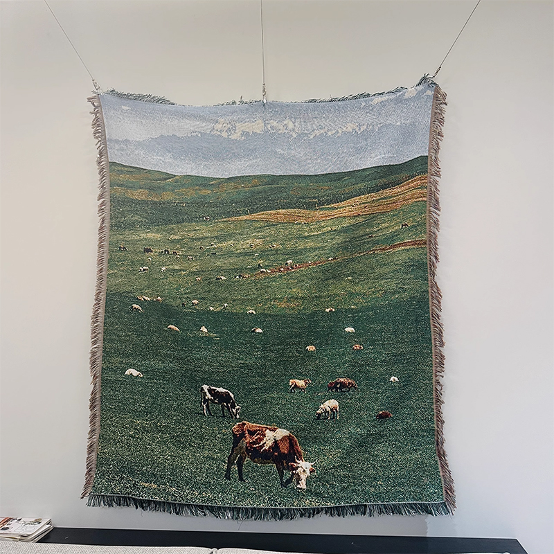 草原卡通沙发毯装饰盖毯披肩毯