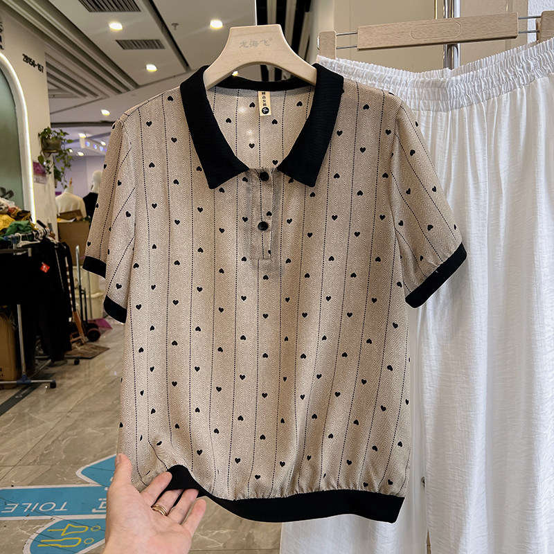 四季青妈妈爱心印花POLO领短袖衬图片