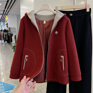 四季青妈妈装连帽金貂绒外套女春秋新款洋气百搭中老年夹克上衣服