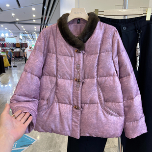 四季青妈妈装新中式毛领棉衣女冬季新款加厚宽松棉袄外套复古上衣