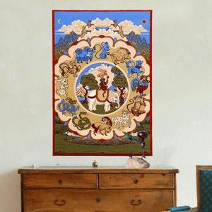 蒙古国100%纯羊毛进口挂毯十二属相壁毯客厅卧室书房1*1.5米包邮