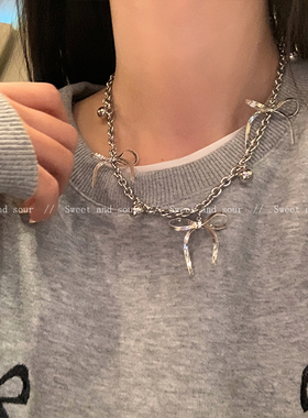 简约蝴蝶结项链甜酷辣妹