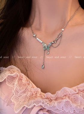 夏日甜酷流苏蝴蝶项链