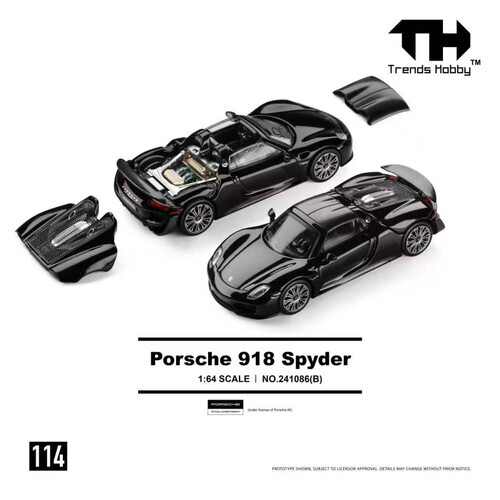现货TH #114 保时捷 918 Spyder 黑色 1/64 合金汽车模型