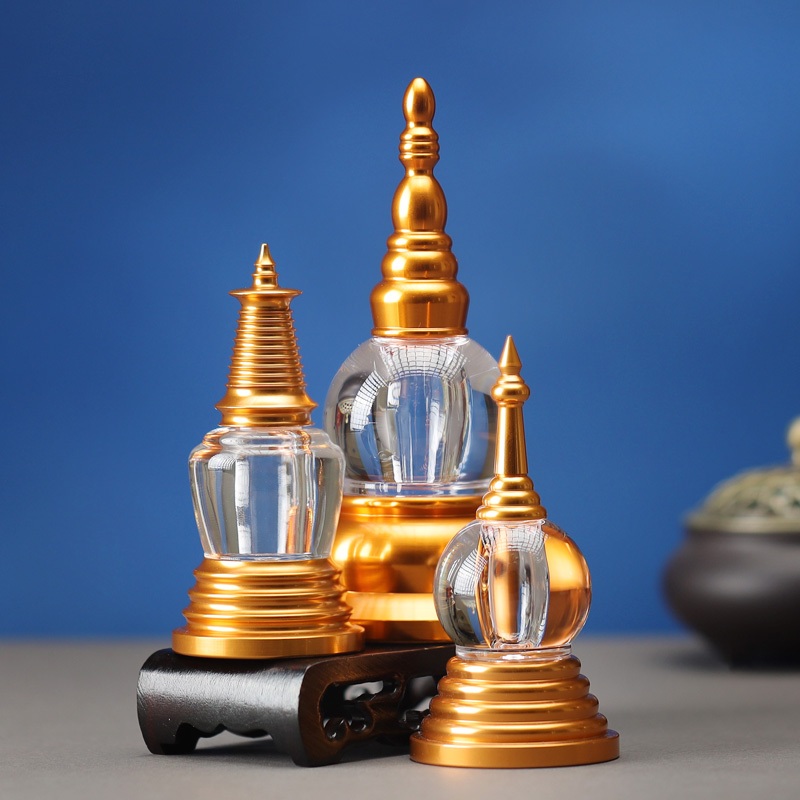 藏式水晶塔菩提塔家居用品工艺桌面摆件亚克力嘎乌宝瓶佛塔工艺品