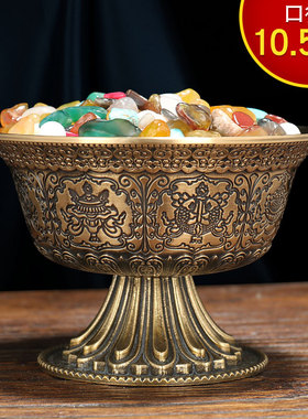 铜制雕花佛堂供奉桌摆件圣水杯