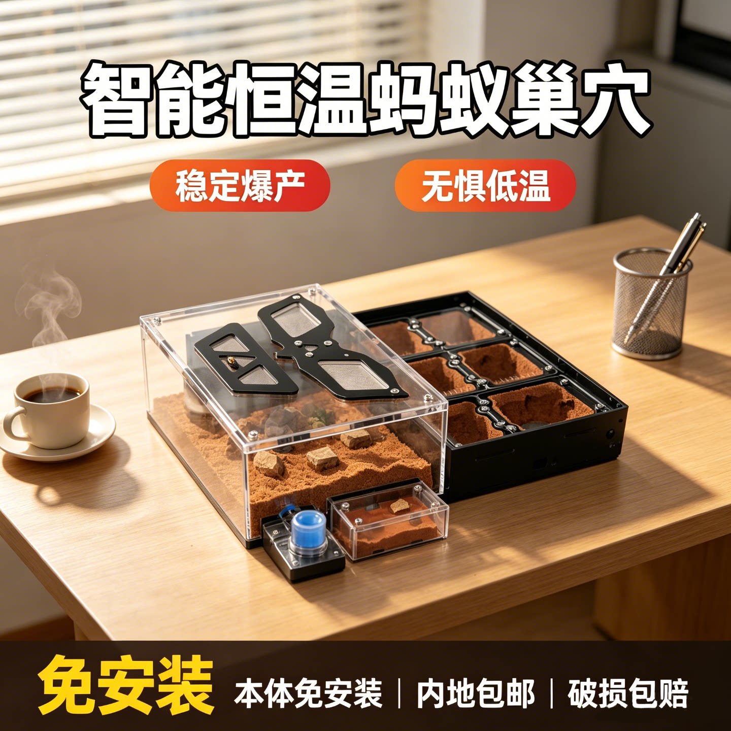 恒温平面蚁巢可拓展行军蚁生态箱蚂蚁观察箱蚂蚁生态箱可繁殖蚁巢