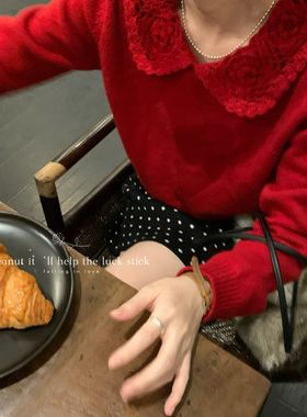 peanut花生家-质感与品质并存钩花甜心气质百搭针织衫（含1001288