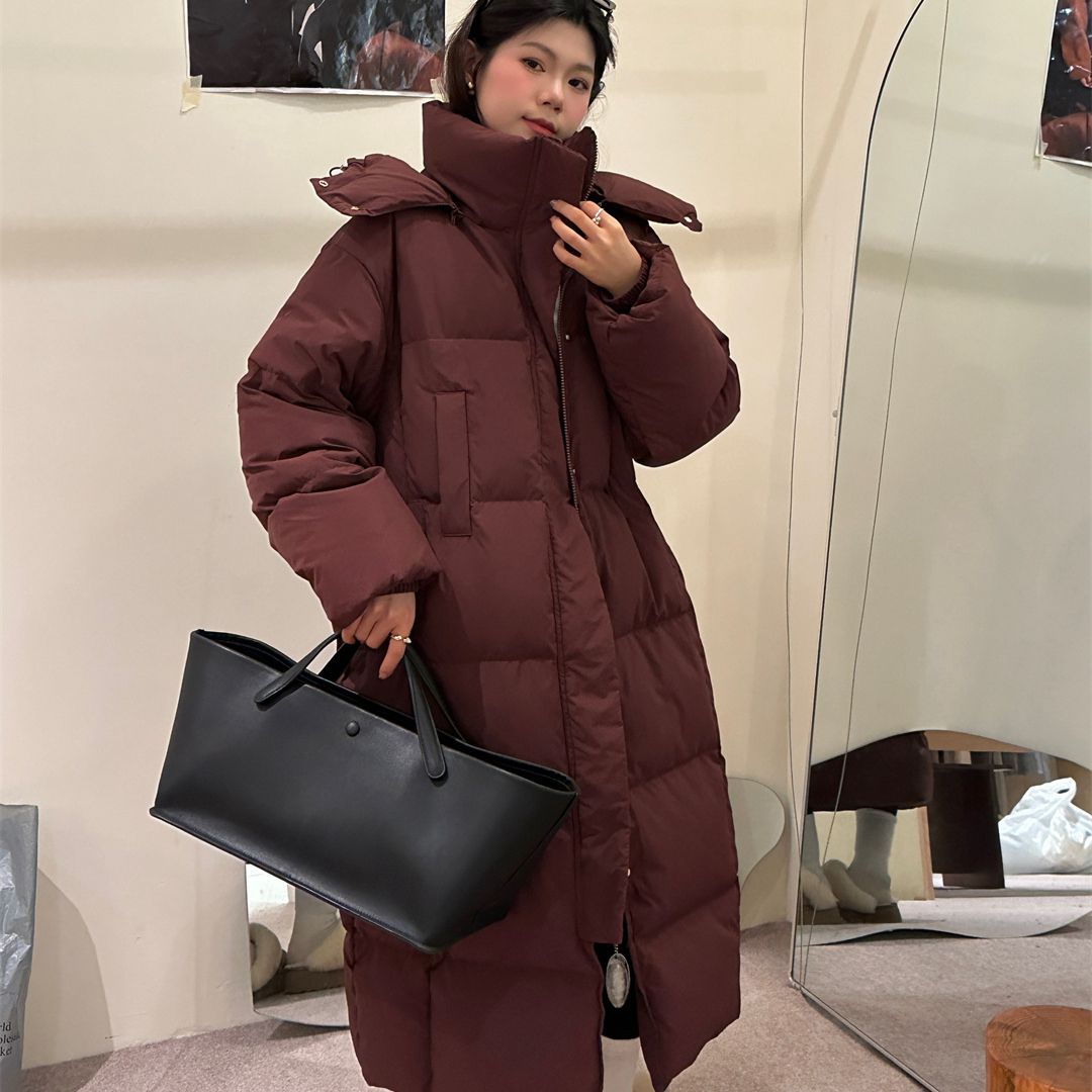 柠檬绿茶-行走的棉被爆款连帽立领宽松长款保暖棉服外套YS2-6801